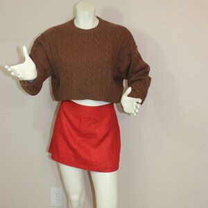 Aritzia Sunday Best Peggy Cropped crew neck wall blend knit Sweater size small